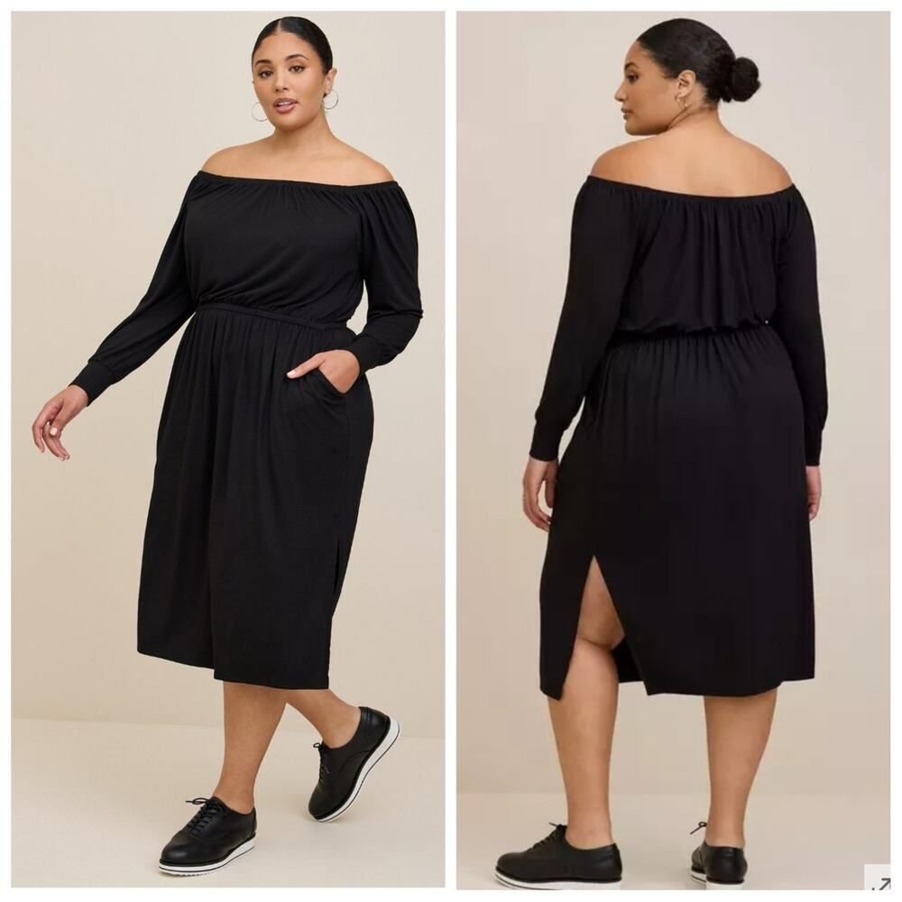 Torrid black midi supersoft slit dress sz 6/6X
